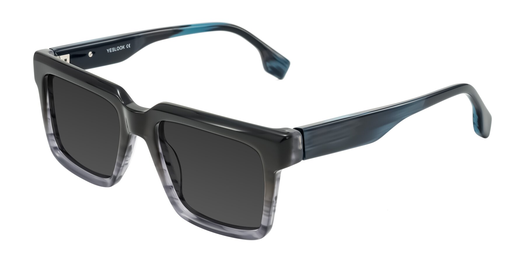 Angle of Kieta in Gradient Gray/Blue Striped with Gray Tinted Lenses
