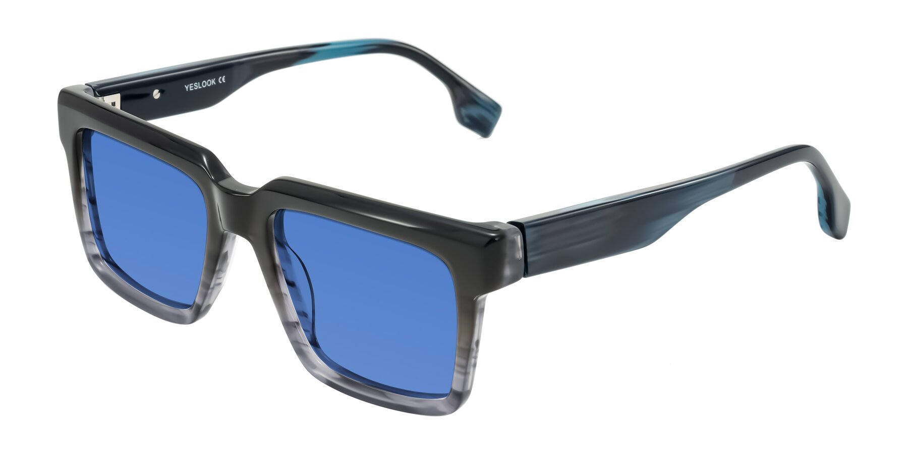 Angle of Kieta in Gradient Gray/Blue Striped with Blue Tinted Lenses