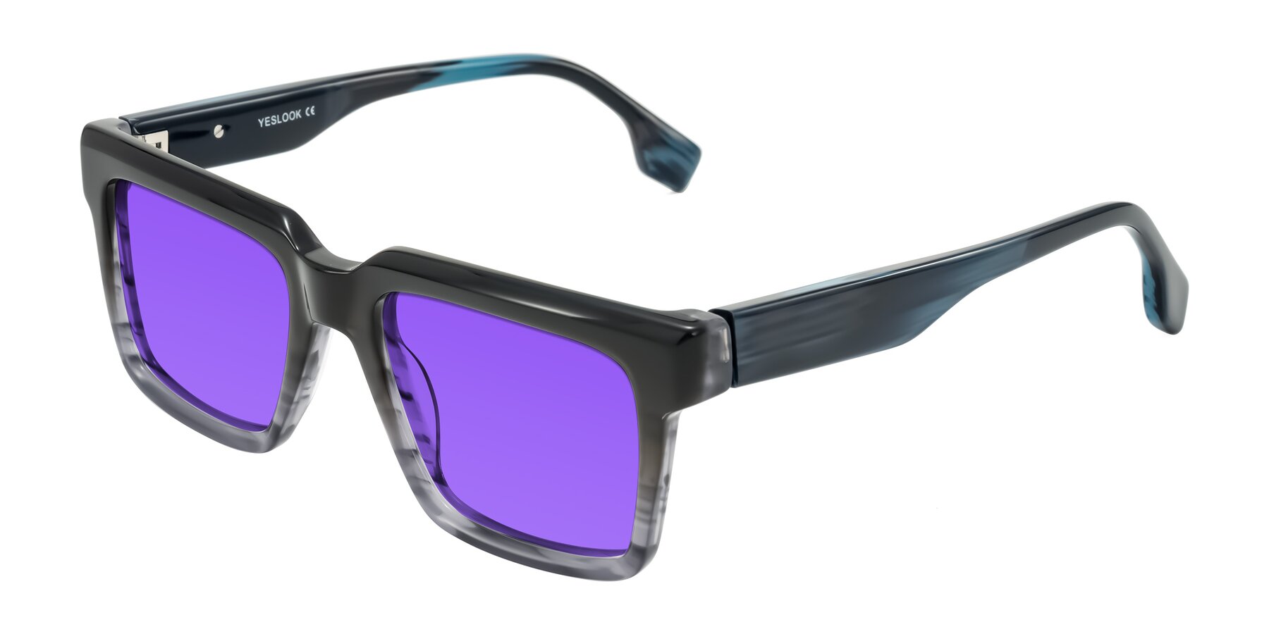 Angle of Kieta in Gradient Gray/Blue Striped with Purple Tinted Lenses