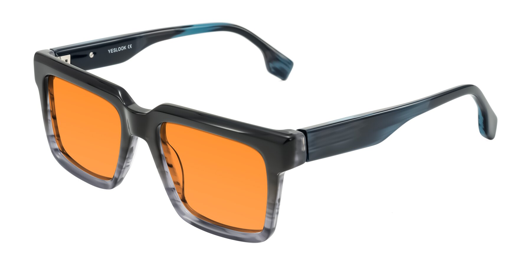 Angle of Kieta in Gradient Gray/Blue Striped with Orange Tinted Lenses