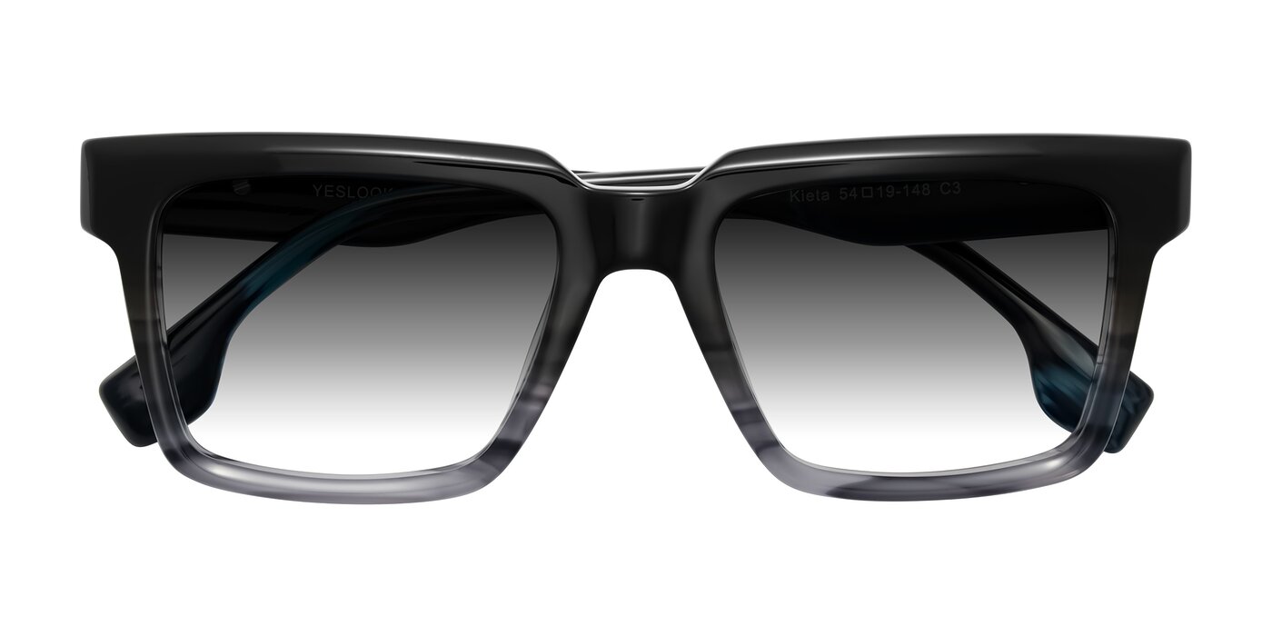 Kieta - Gradient Gray/Blue Striped Gradient Sunglasses