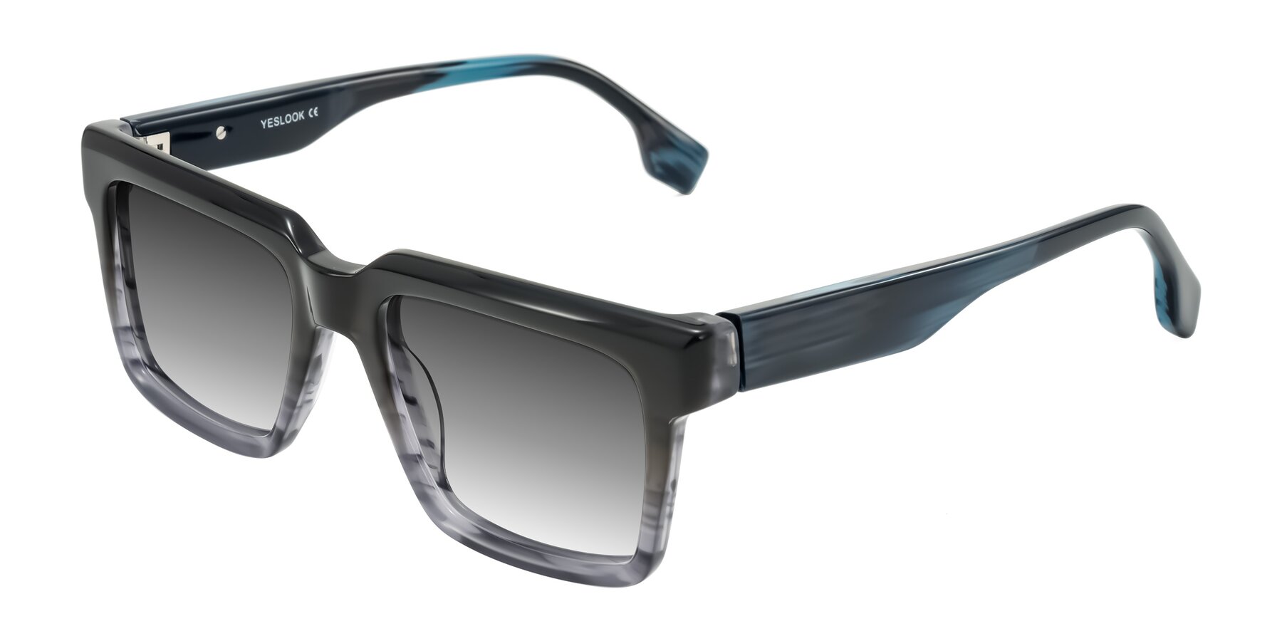 Angle of Kieta in Gradient Gray/Blue Striped with Gray Gradient Lenses