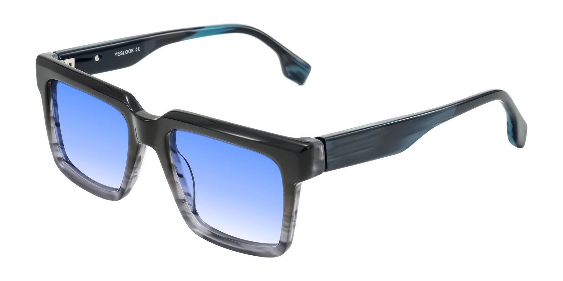 Angle of Kieta in Gradient Gray/Blue Striped with Blue Gradient Lenses