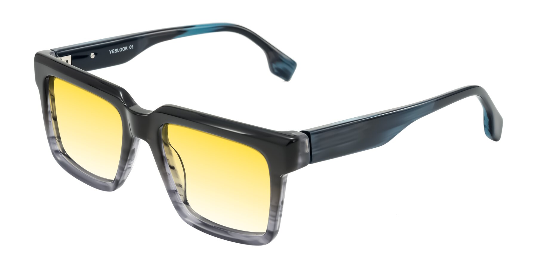 Angle of Kieta in Gradient Gray/Blue Striped with Yellow Gradient Lenses