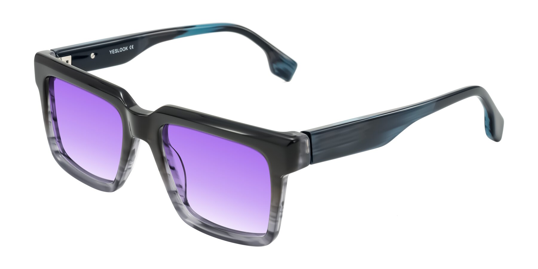 Angle of Kieta in Gradient Gray/Blue Striped with Purple Gradient Lenses