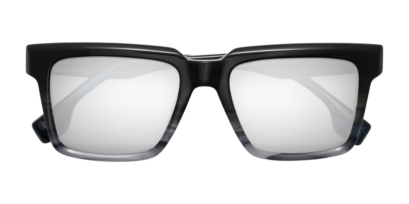 Kieta - Gradient Gray/Blue Striped Flash Mirrored Sunglasses