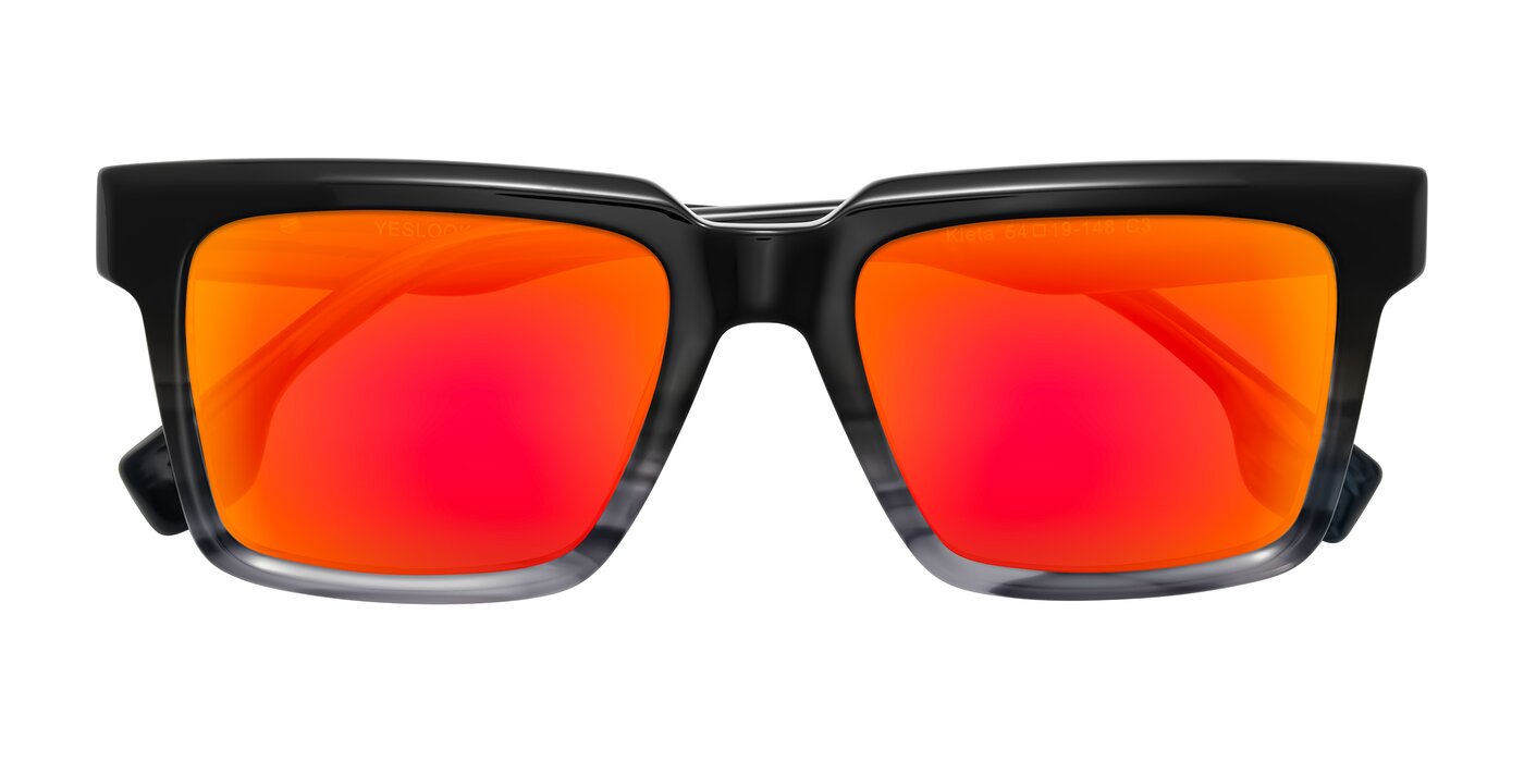 Kieta - Gradient Gray/Blue Striped Flash Mirrored Sunglasses