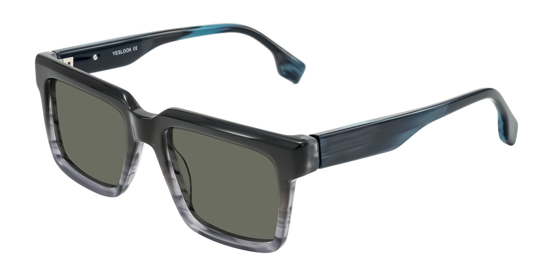 Angle of Kieta in Gradient Gray/Blue Striped with Gray Polarized Lenses