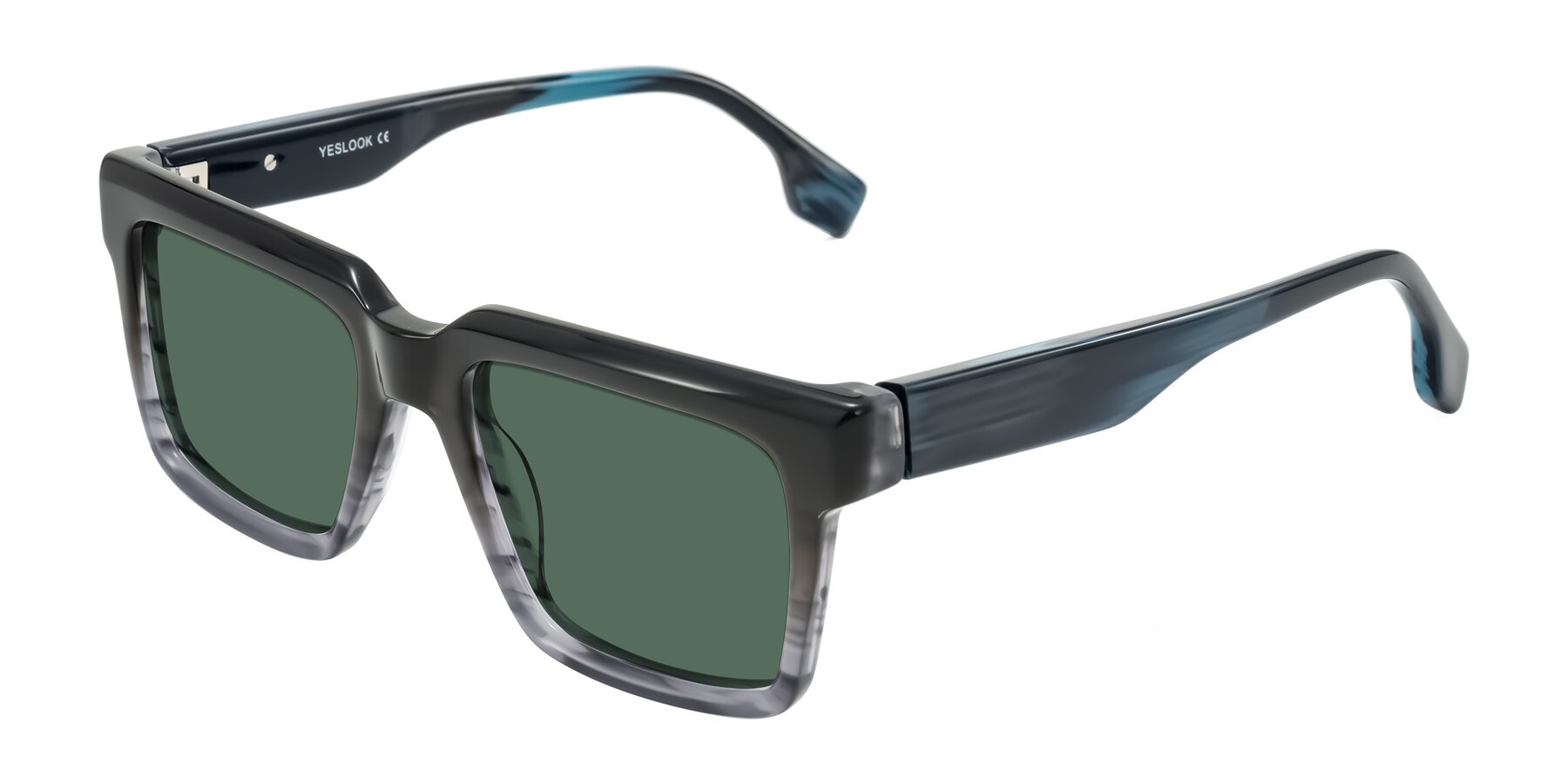 Angle of Kieta in Gradient Gray/Blue Striped with Green Polarized Lenses