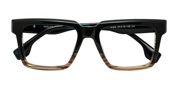 Front of Kieta in Gradient Brown/Teal Striped