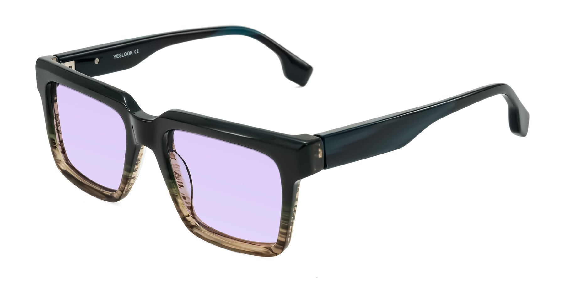 Angle of Kieta in Gradient Brown/Teal Striped with Light Purple Tinted Lenses