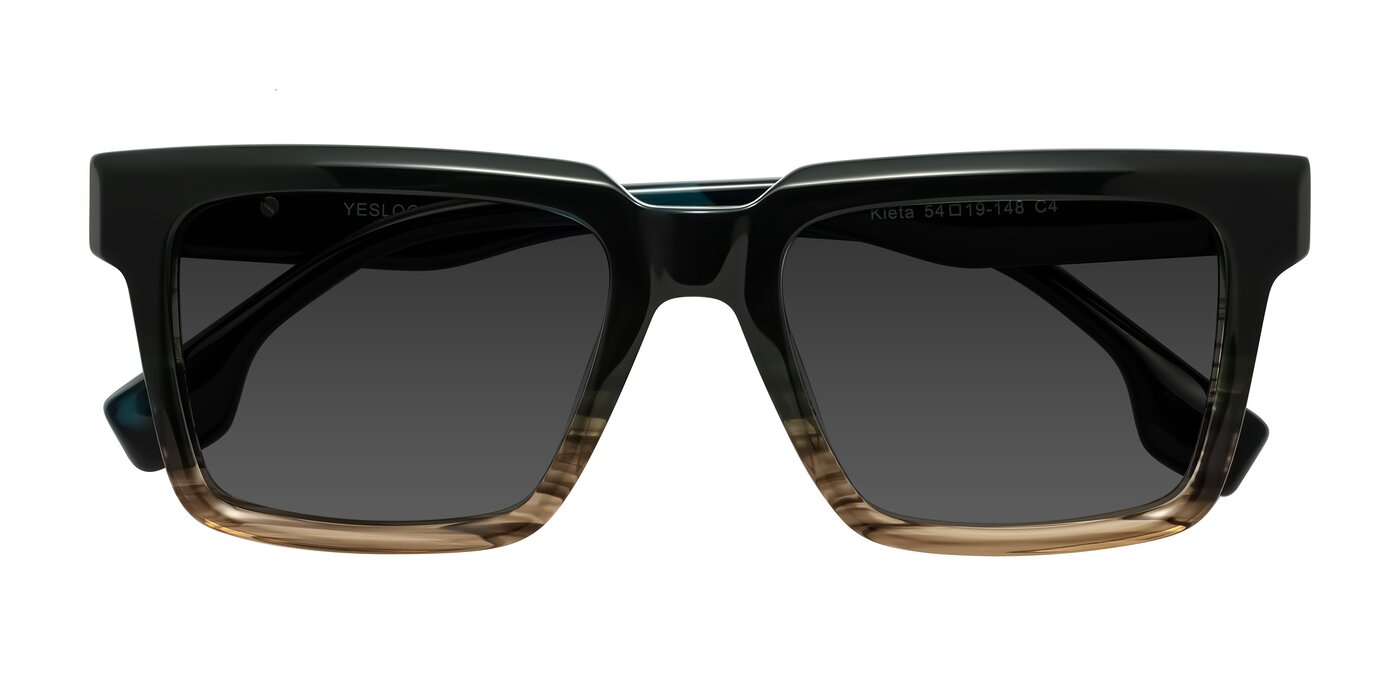 Kieta - Gradient Brown/Teal Striped Tinted Sunglasses
