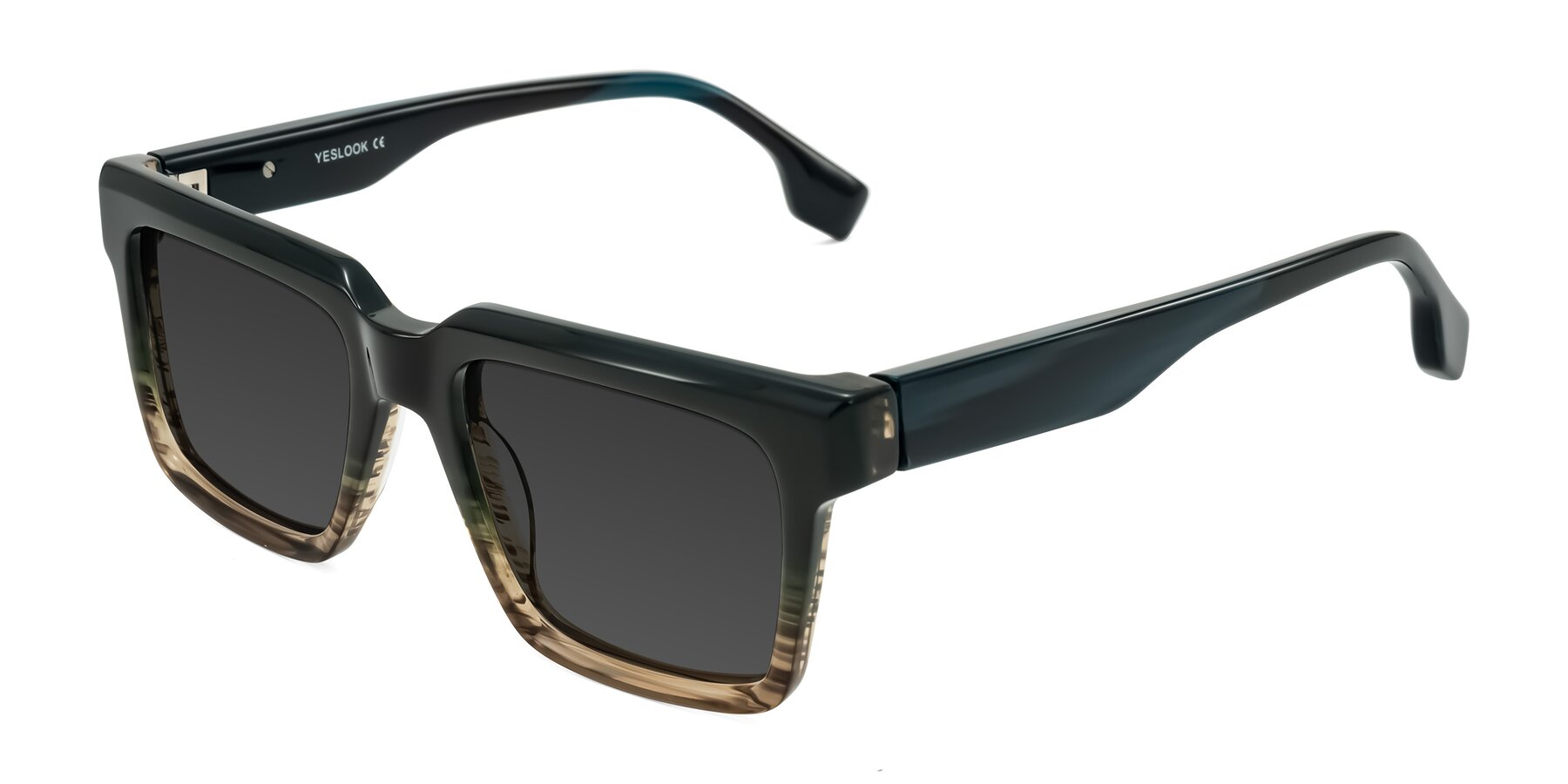 Angle of Kieta in Gradient Brown/Teal Striped with Gray Tinted Lenses