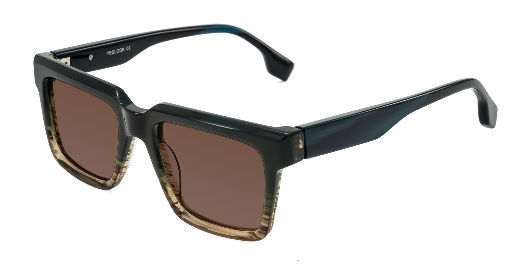 Angle of Kieta in Gradient Brown/Teal Striped with Brown Tinted Lenses