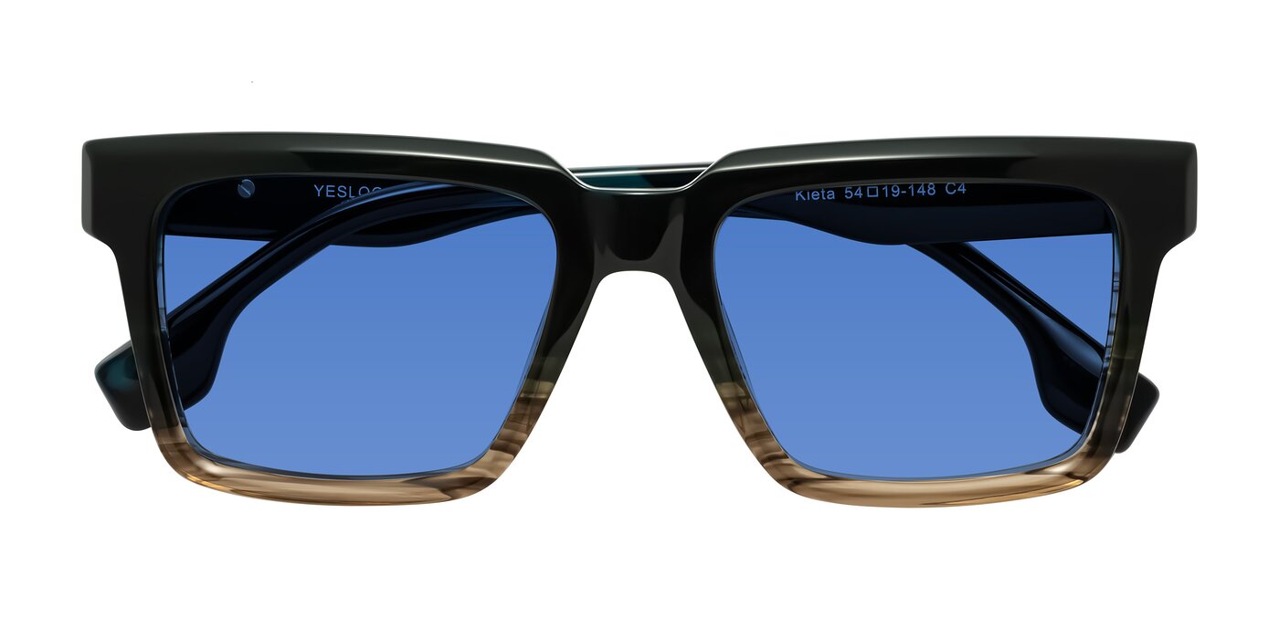 Kieta - Gradient Brown/Teal Striped Tinted Sunglasses