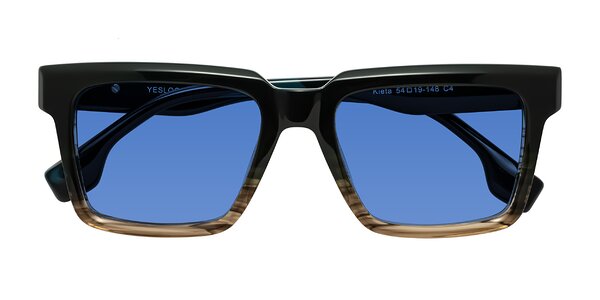 Front of Kieta in Gradient Brown/Teal Striped