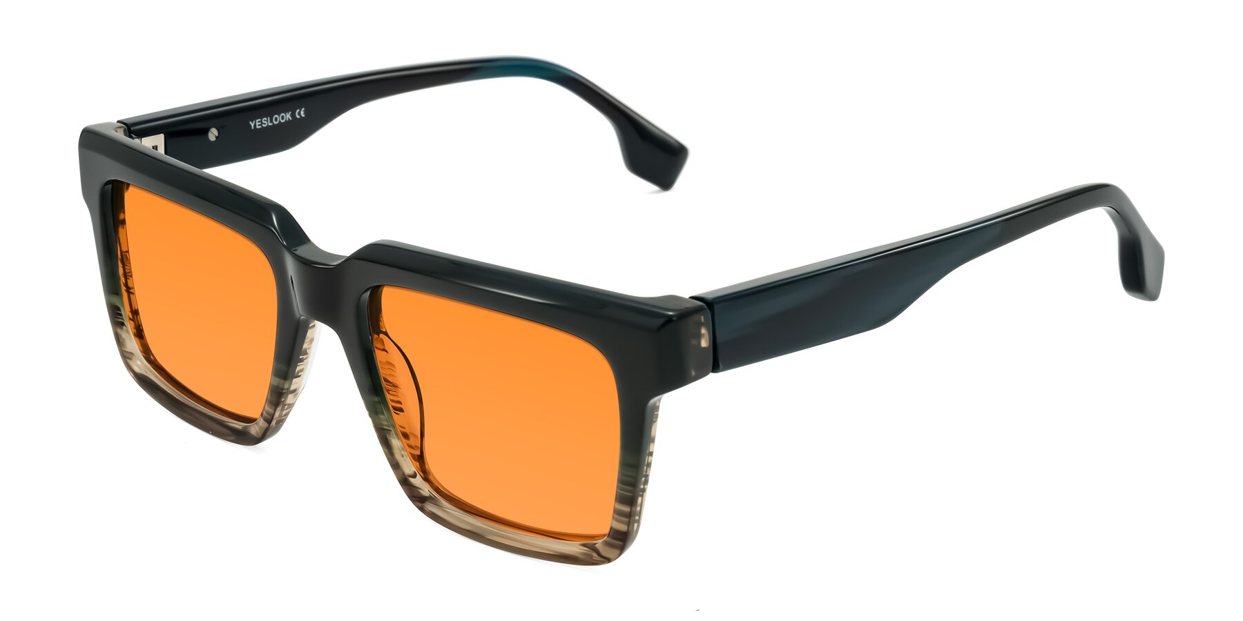 Angle of Kieta in Gradient Brown/Teal Striped with Orange Tinted Lenses