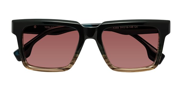 Front of Kieta in Gradient Brown/Teal Striped