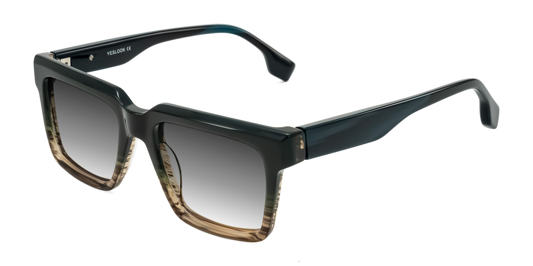 Angle of Kieta in Gradient Brown/Teal Striped with Gray Gradient Lenses