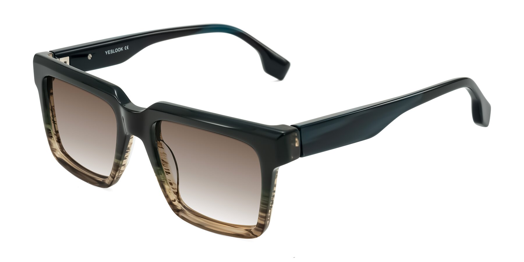 Angle of Kieta in Gradient Brown/Teal Striped with Brown Gradient Lenses