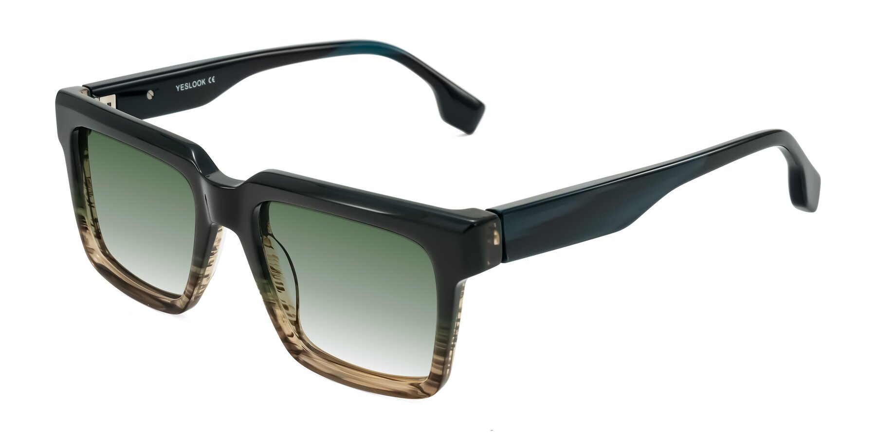 Angle of Kieta in Gradient Brown/Teal Striped with Green Gradient Lenses