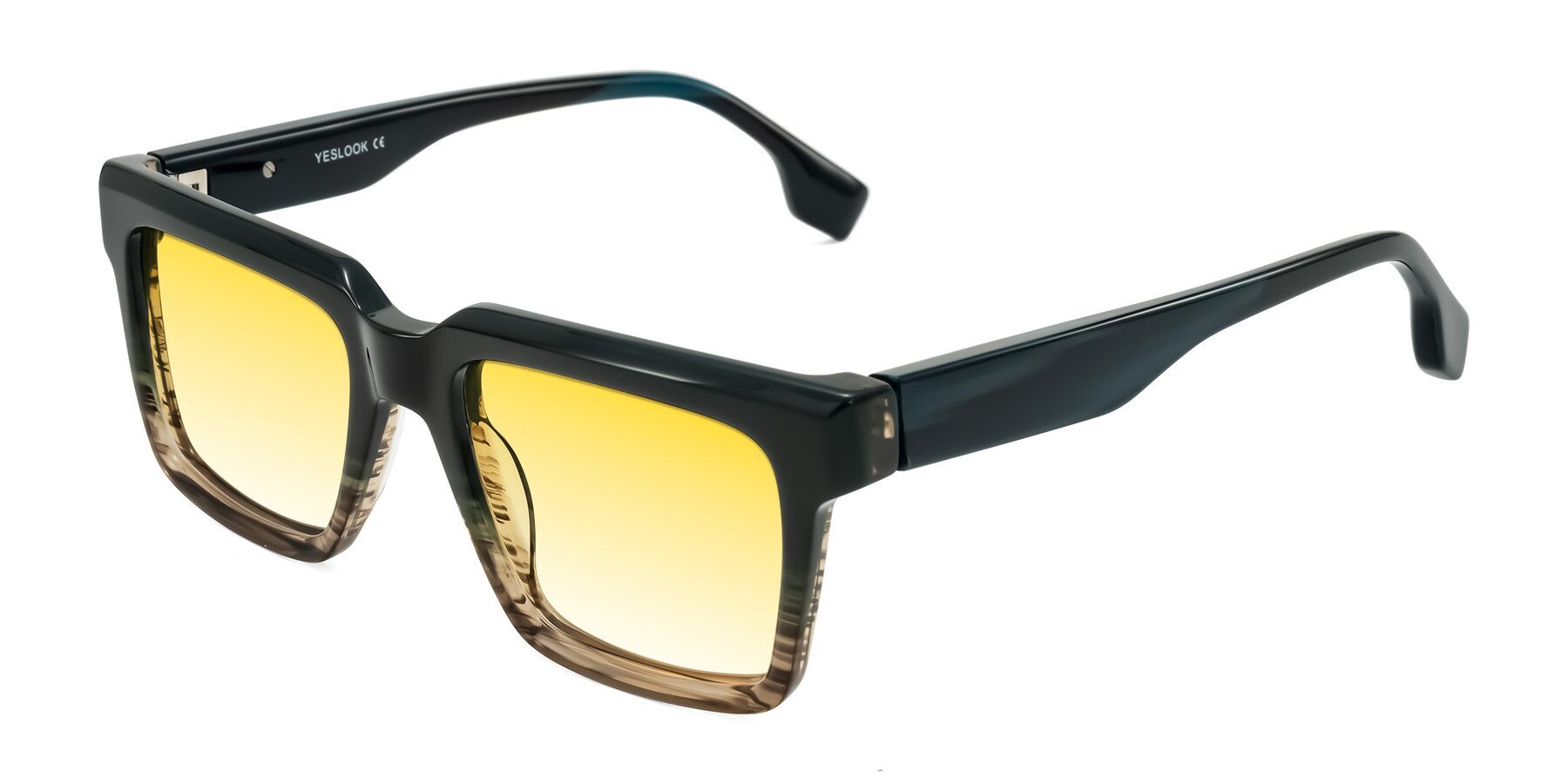 Angle of Kieta in Gradient Brown/Teal Striped with Yellow Gradient Lenses