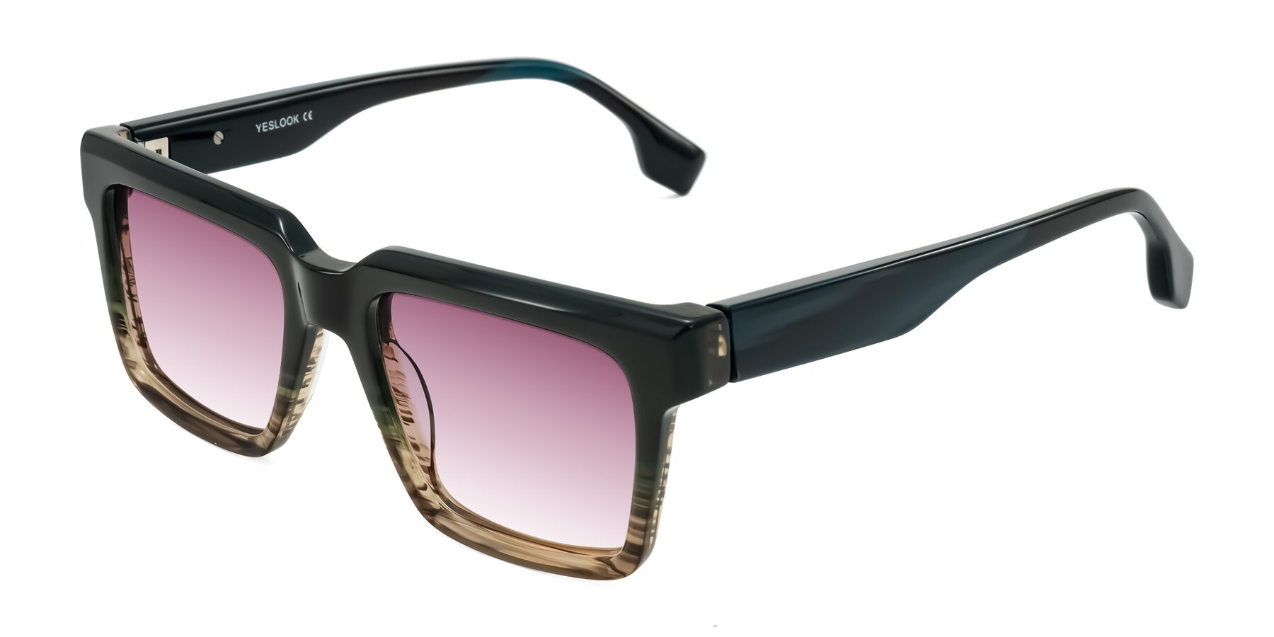Angle of Kieta in Gradient Brown/Teal Striped with Wine Gradient Lenses