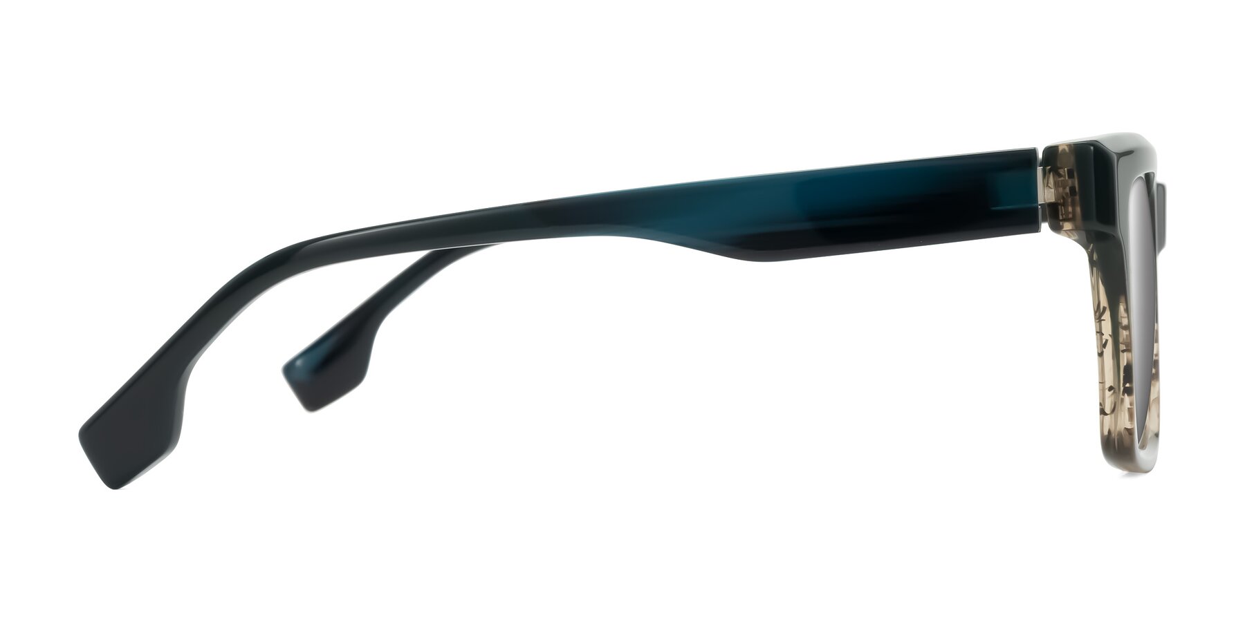 Side of Kieta in Gradient Brown/Teal Striped with Silver Mirrored Lenses
