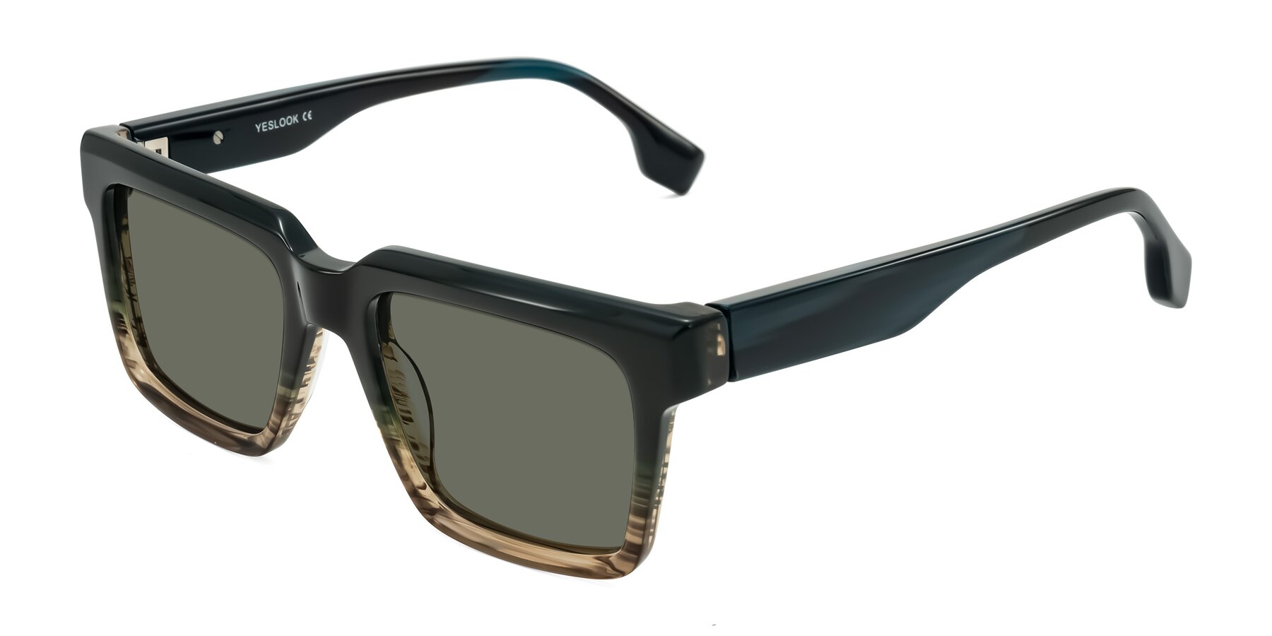 Angle of Kieta in Gradient Brown/Teal Striped with Gray Polarized Lenses