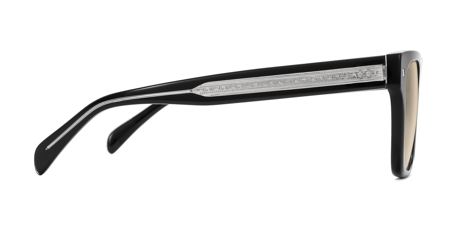 Side of Emas in Black with Light Brown Tinted Lenses