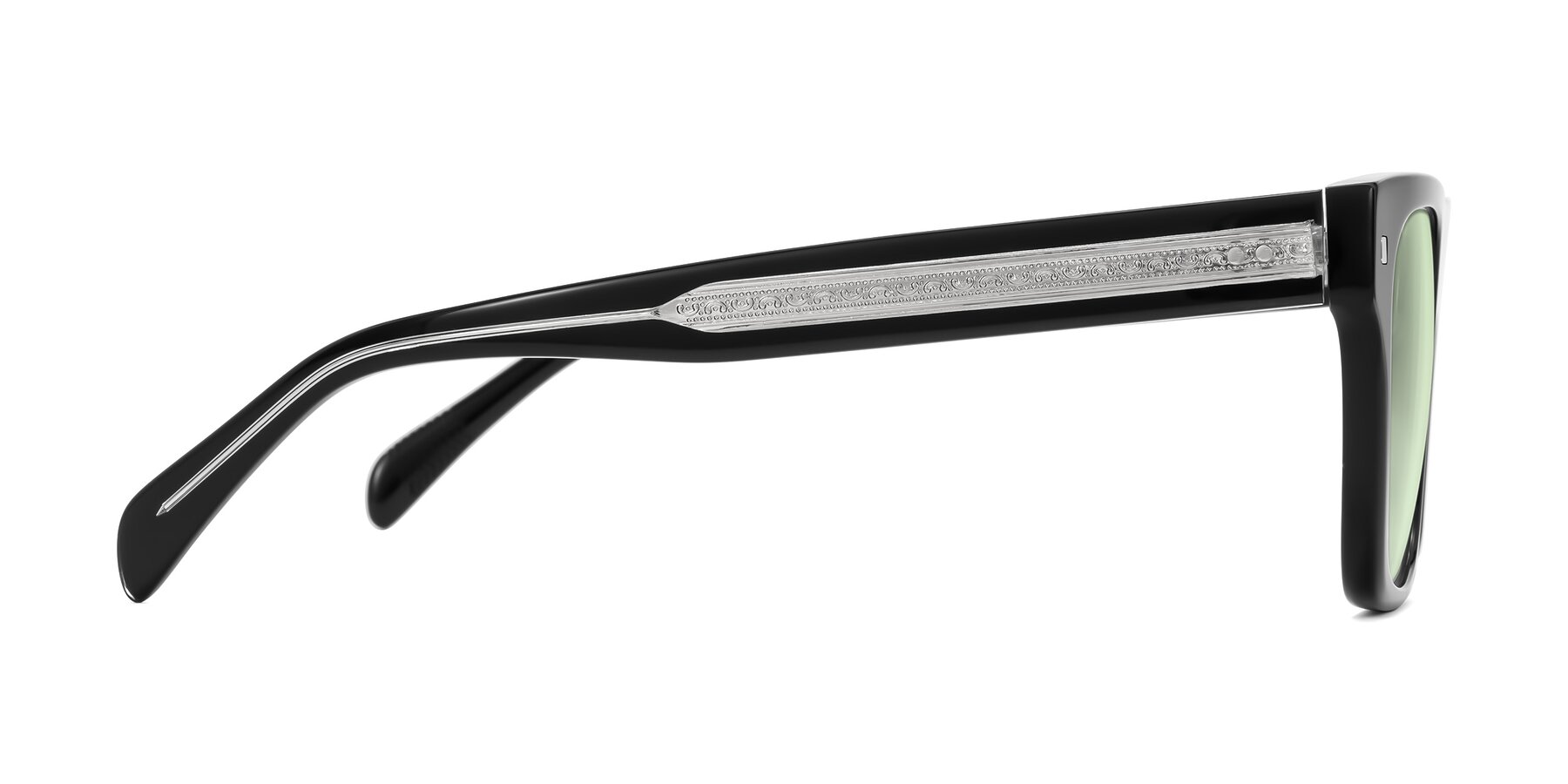 Side of Emas in Black with Light Green Tinted Lenses