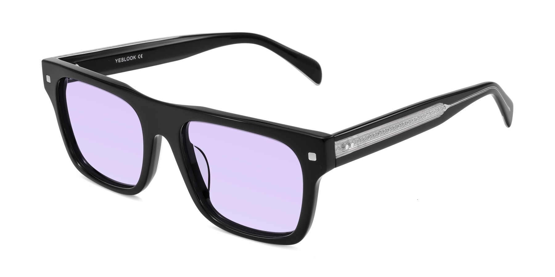 Angle of Emas in Black with Light Purple Tinted Lenses