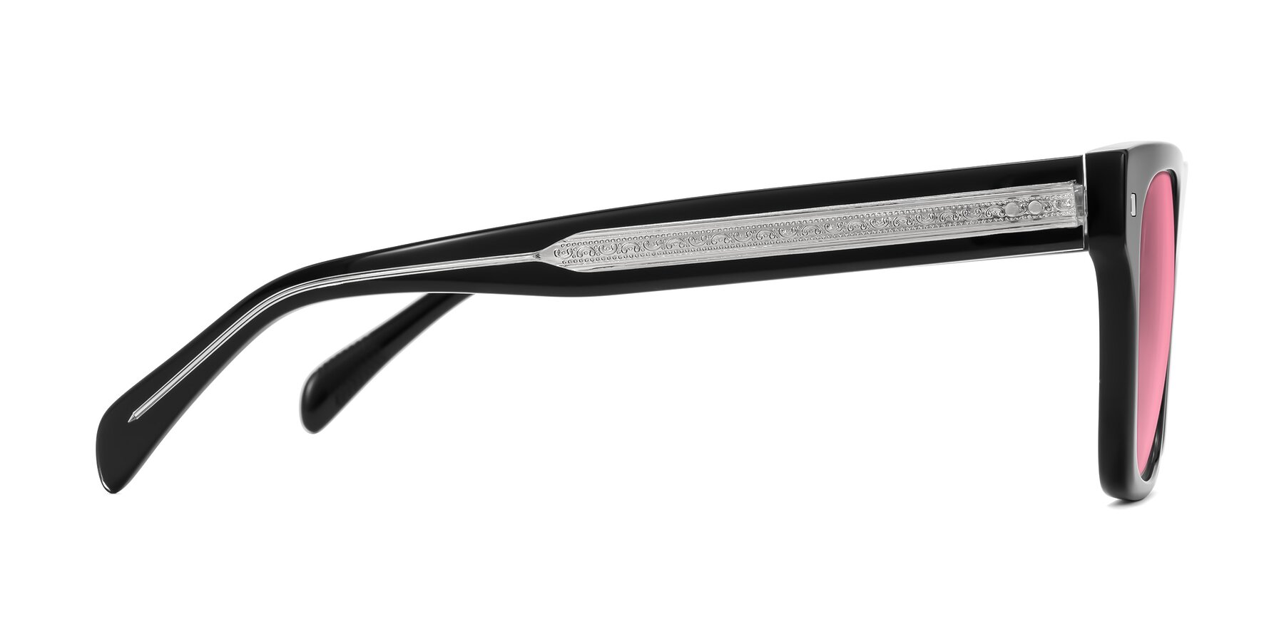 Side of Emas in Black with Pink Tinted Lenses