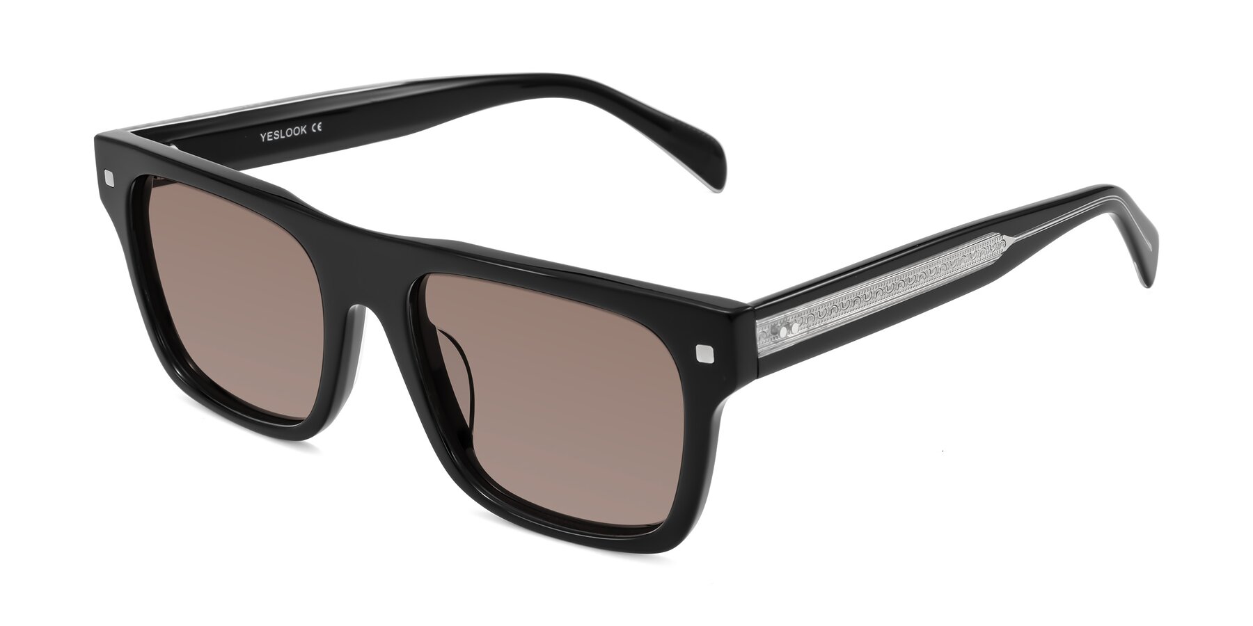 Angle of Emas in Black with Medium Brown Tinted Lenses