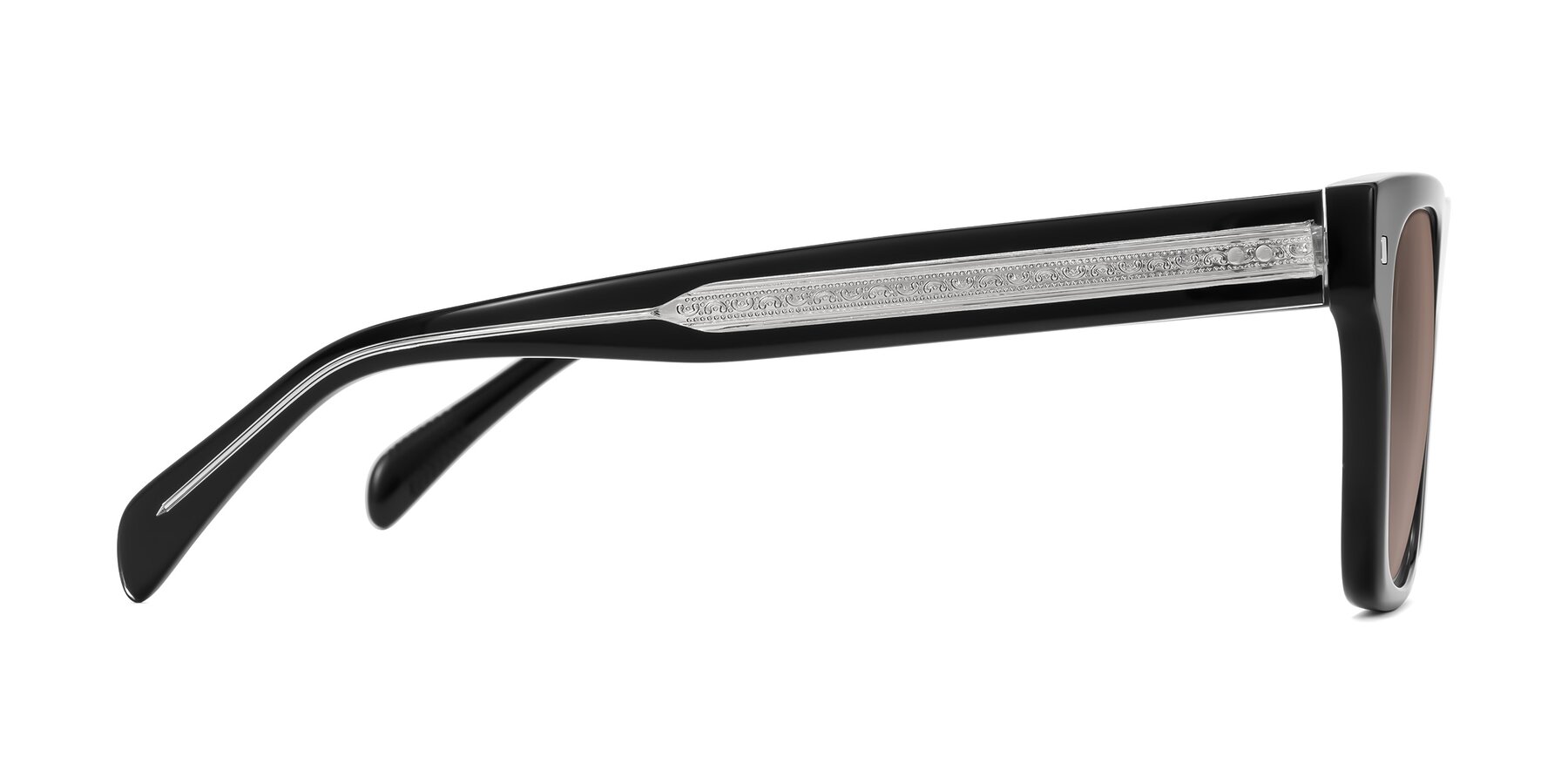 Side of Emas in Black with Medium Brown Tinted Lenses