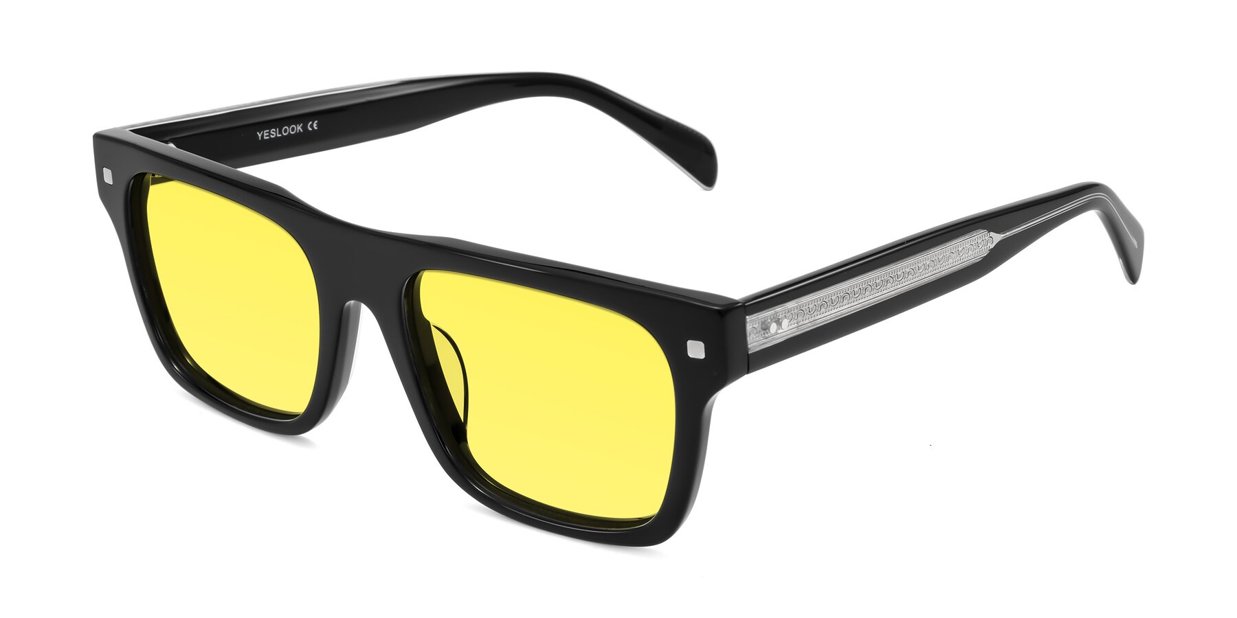Angle of Emas in Black with Medium Yellow Tinted Lenses