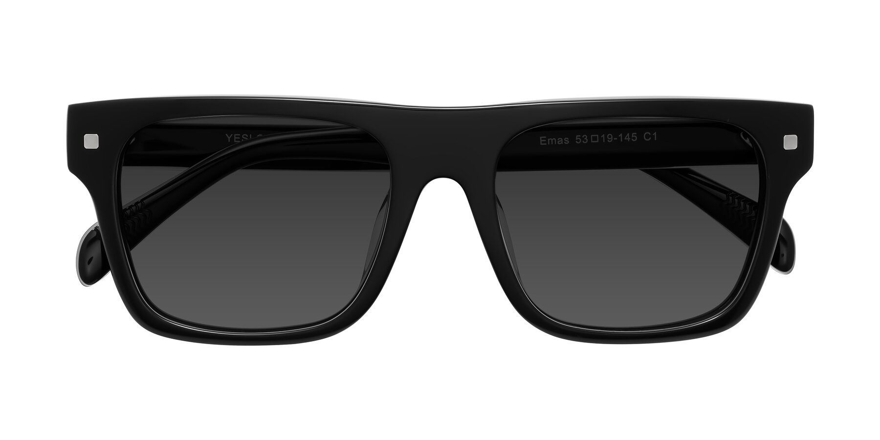 Folded Front of Emas in Black with Gray Tinted Lenses