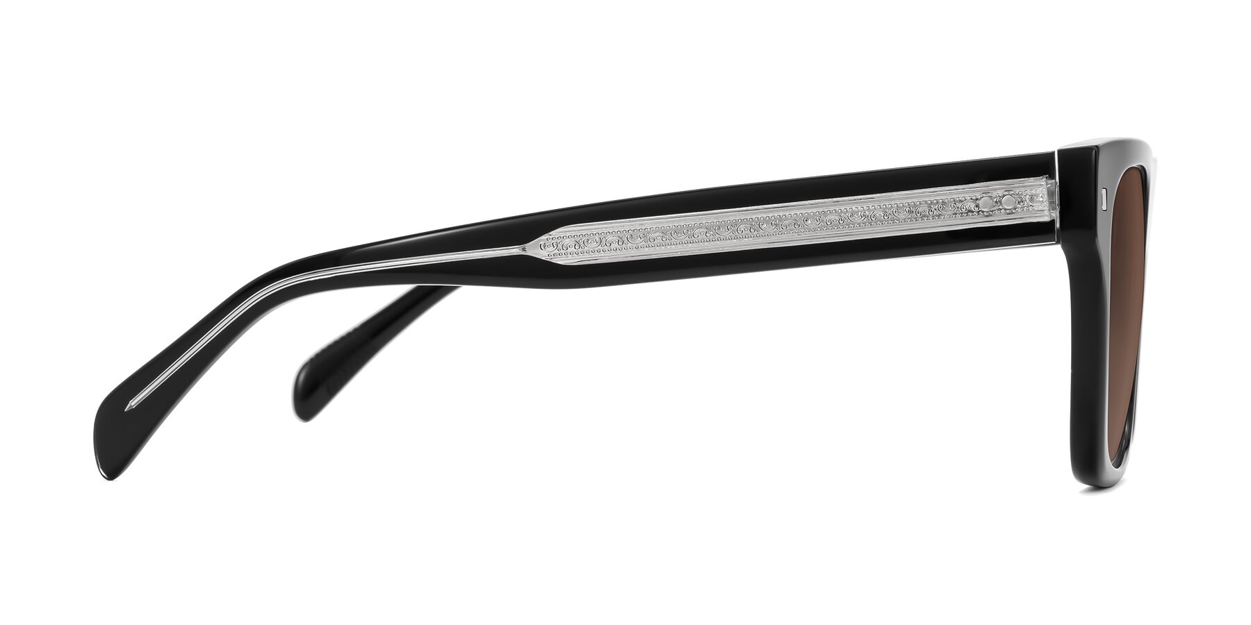 Side of Emas in Black with Brown Tinted Lenses