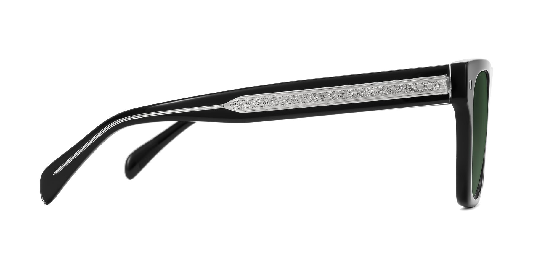 Side of Emas in Black with Green Tinted Lenses