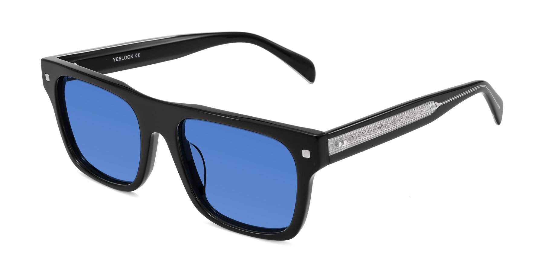 Angle of Emas in Black with Blue Tinted Lenses
