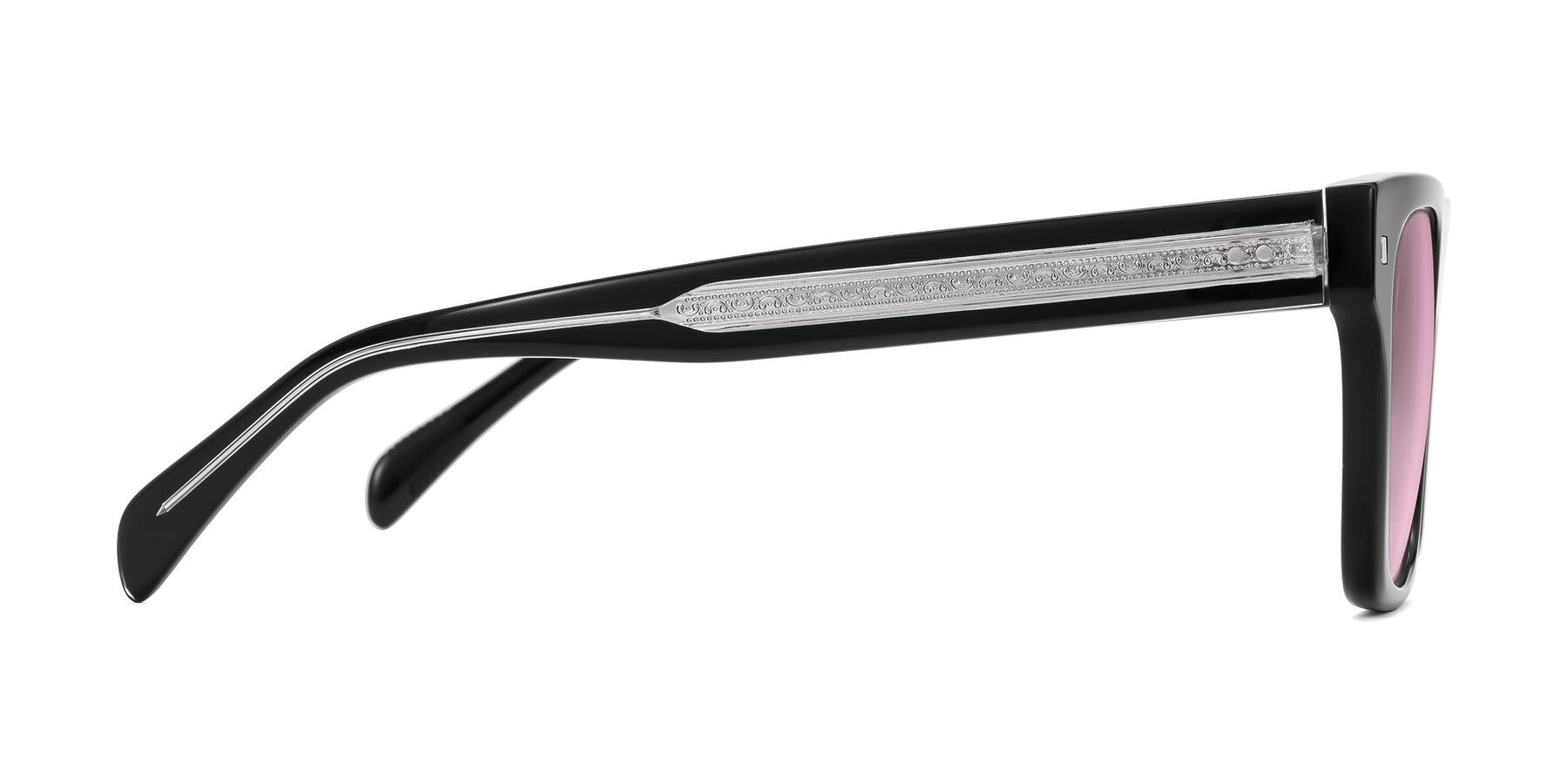 Side of Emas in Black with Light Wine Tinted Lenses