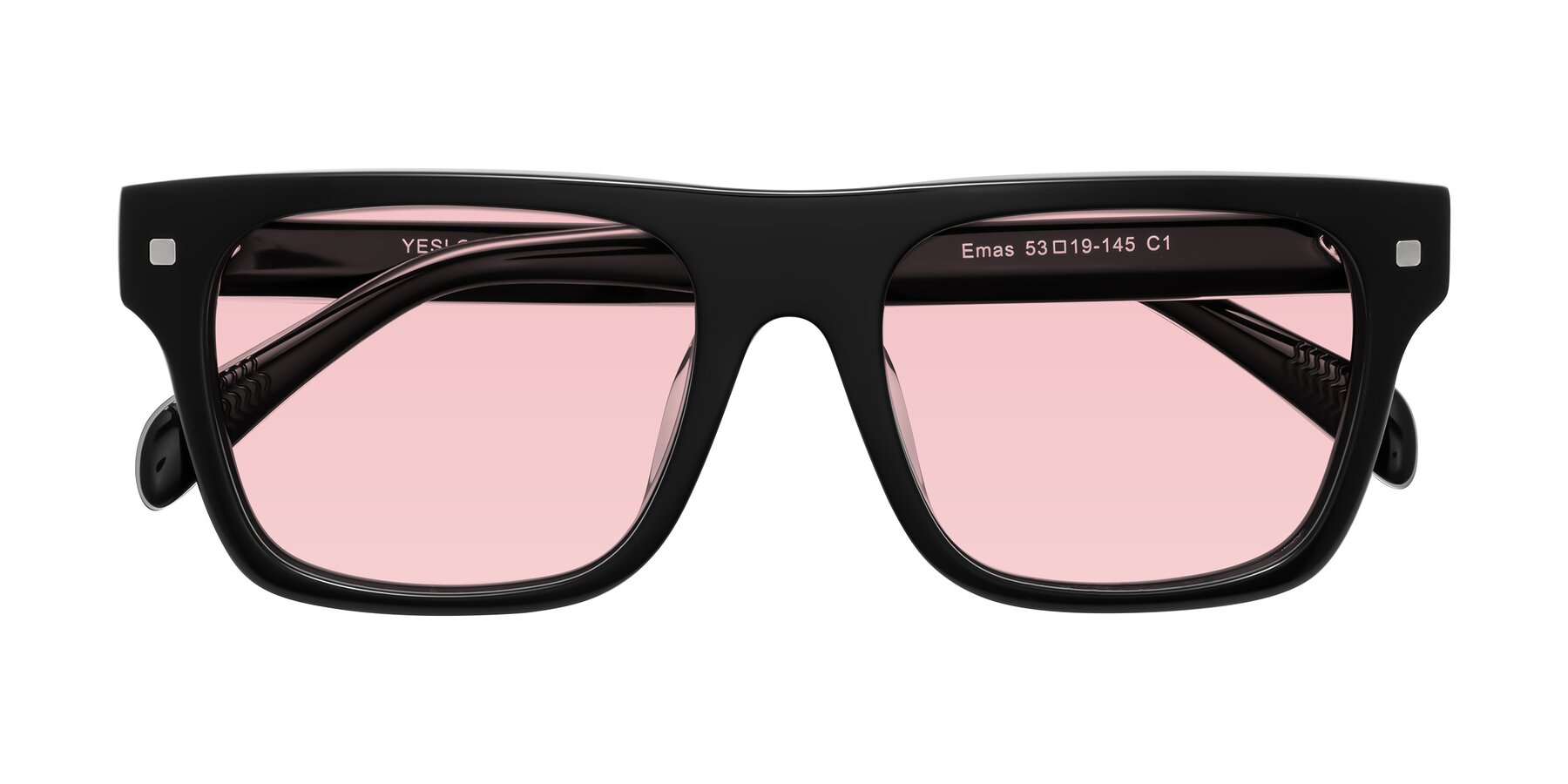 Folded Front of Emas in Black with Light Garnet Tinted Lenses