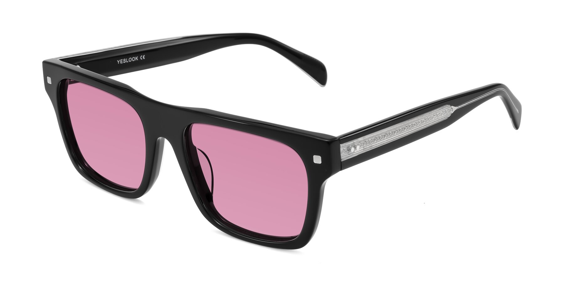Angle of Emas in Black with Medium Wine Tinted Lenses