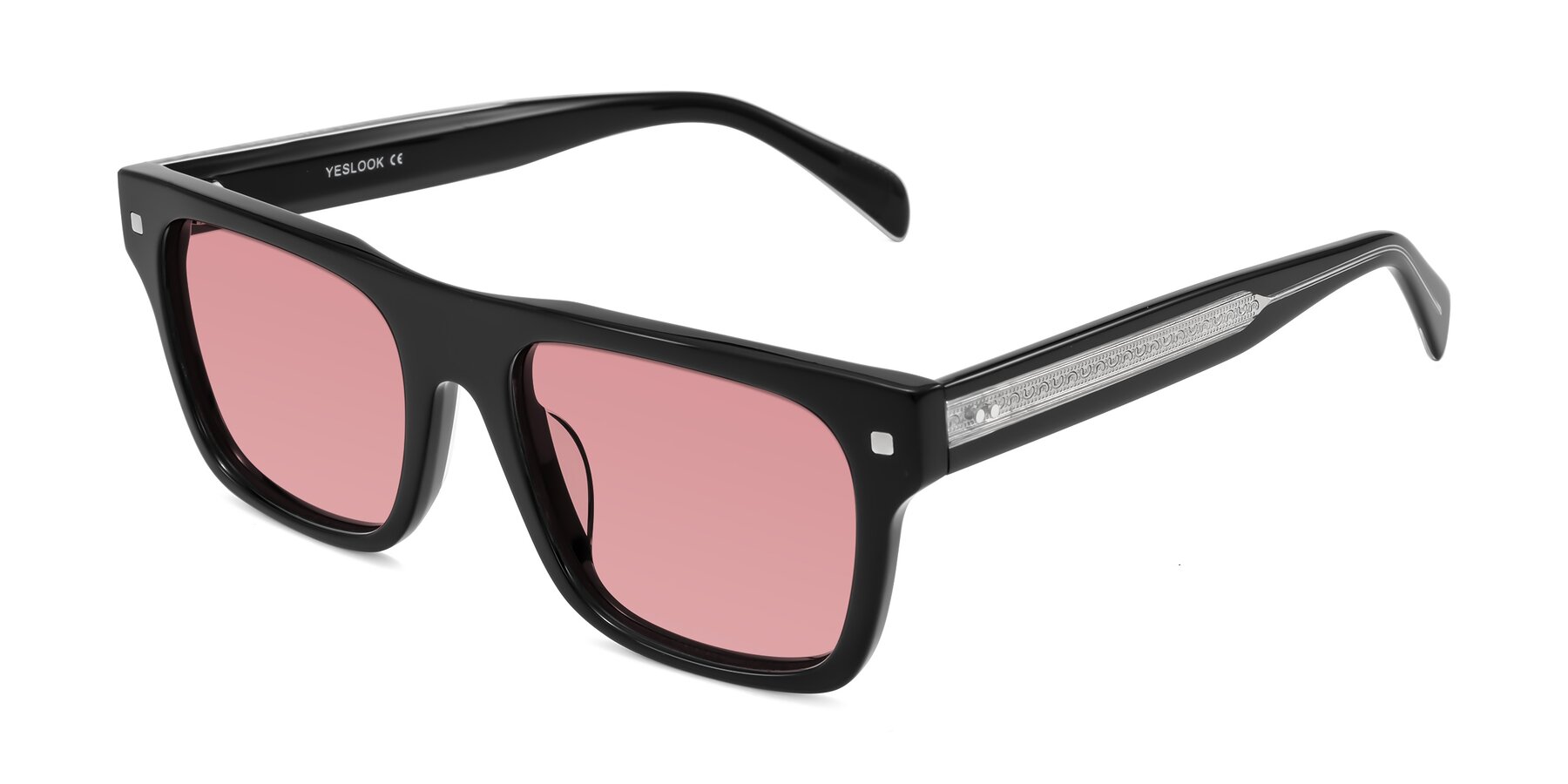 Angle of Emas in Black with Medium Garnet Tinted Lenses