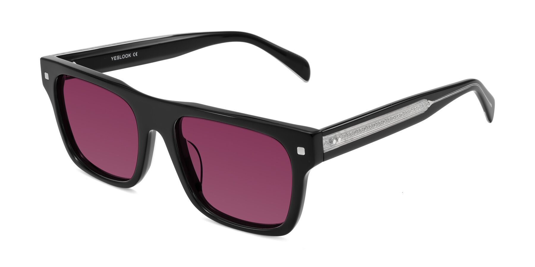 Angle of Emas in Black with Wine Tinted Lenses