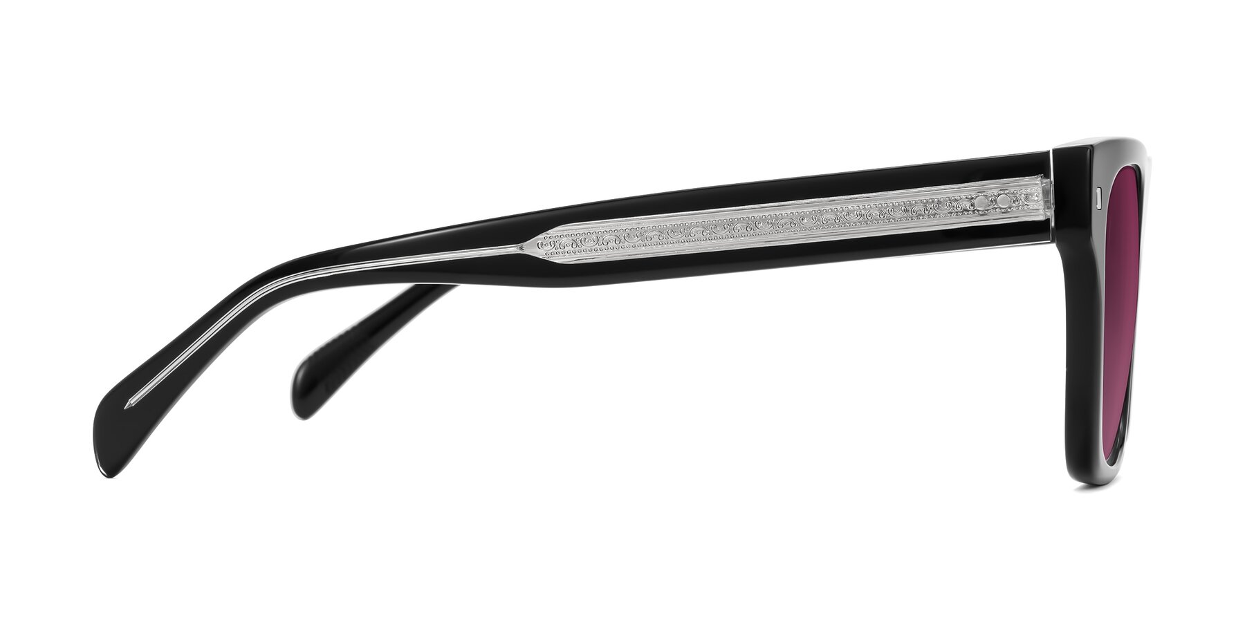 Side of Emas in Black with Wine Tinted Lenses