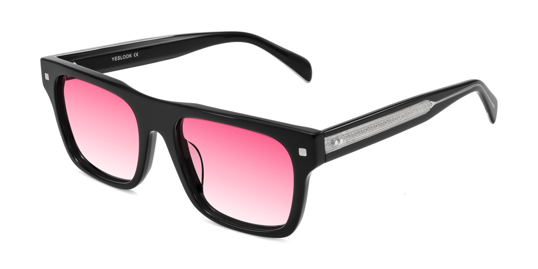 Angle of Emas in Black with Pink Gradient Lenses
