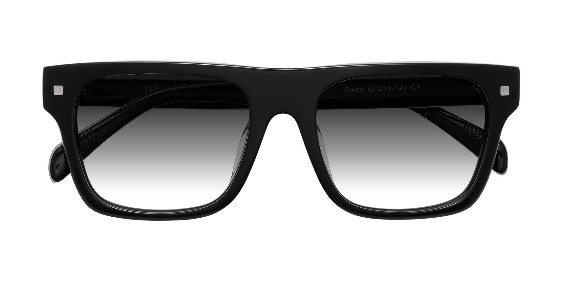 Folded Front of Emas in Black with Gray Gradient Lenses