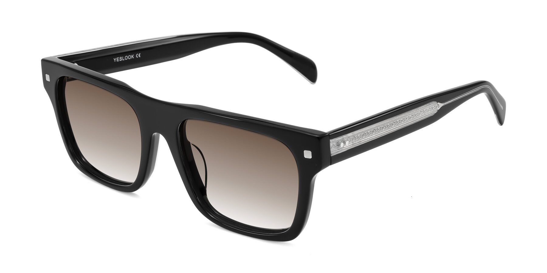 Angle of Emas in Black with Brown Gradient Lenses