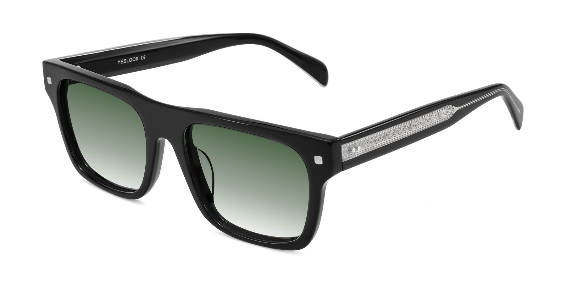 Angle of Emas in Black with Green Gradient Lenses